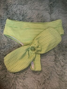 Textured Lime Green Bikini Bottom with Front Bow Detail